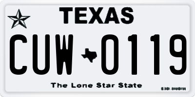 TX license plate CUW0119
