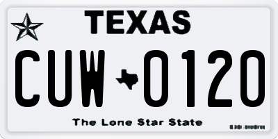 TX license plate CUW0120
