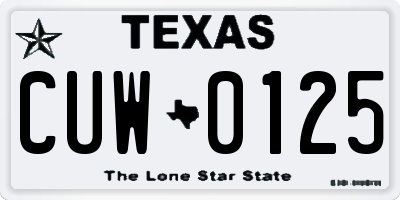 TX license plate CUW0125