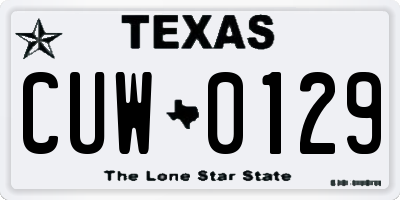 TX license plate CUW0129