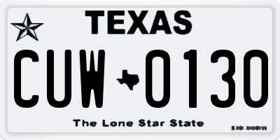 TX license plate CUW0130