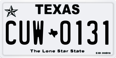 TX license plate CUW0131