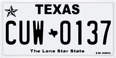 TX license plate CUW0137