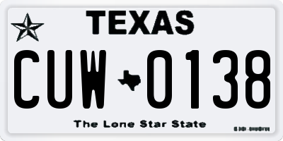 TX license plate CUW0138