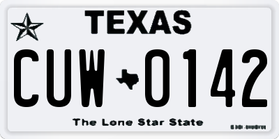 TX license plate CUW0142