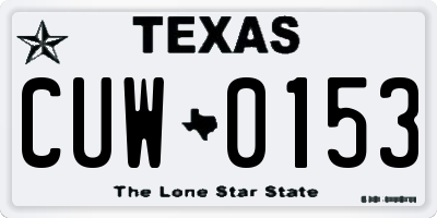 TX license plate CUW0153