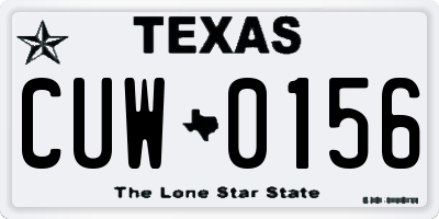 TX license plate CUW0156