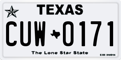 TX license plate CUW0171