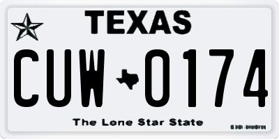 TX license plate CUW0174