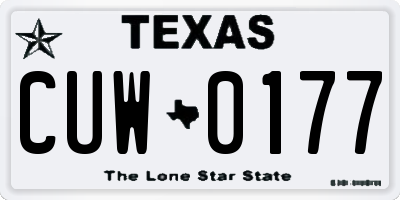 TX license plate CUW0177