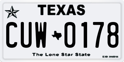 TX license plate CUW0178