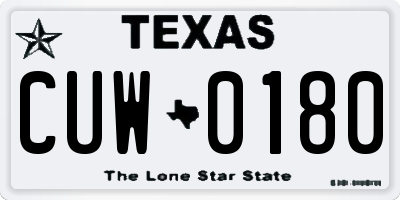 TX license plate CUW0180