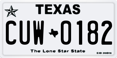 TX license plate CUW0182
