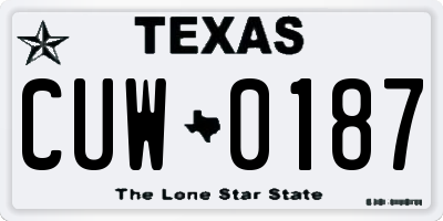 TX license plate CUW0187