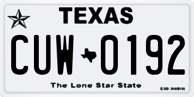 TX license plate CUW0192