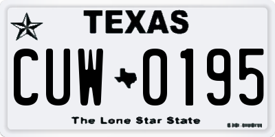 TX license plate CUW0195