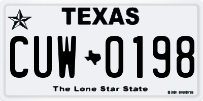 TX license plate CUW0198