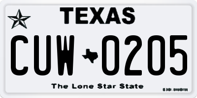 TX license plate CUW0205