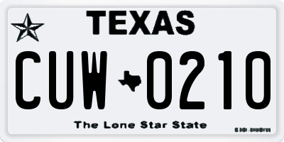 TX license plate CUW0210