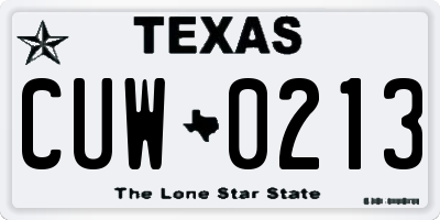 TX license plate CUW0213