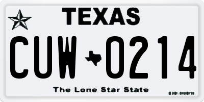 TX license plate CUW0214