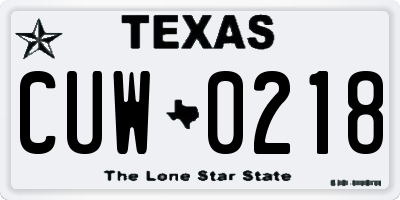 TX license plate CUW0218