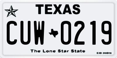 TX license plate CUW0219