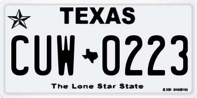 TX license plate CUW0223