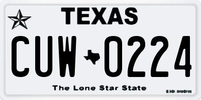 TX license plate CUW0224