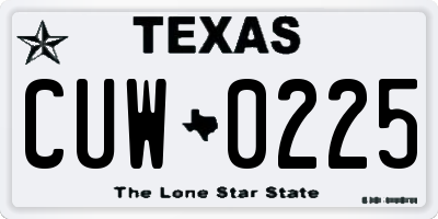 TX license plate CUW0225