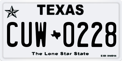 TX license plate CUW0228