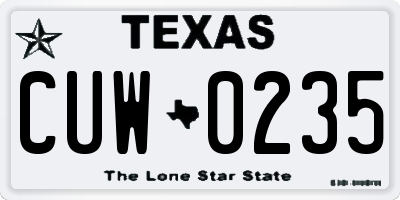 TX license plate CUW0235