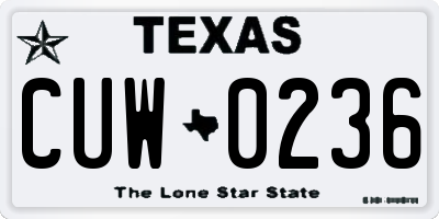 TX license plate CUW0236