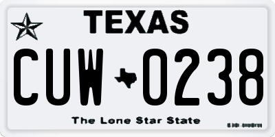 TX license plate CUW0238