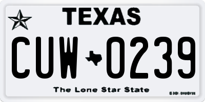 TX license plate CUW0239