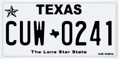 TX license plate CUW0241