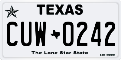 TX license plate CUW0242