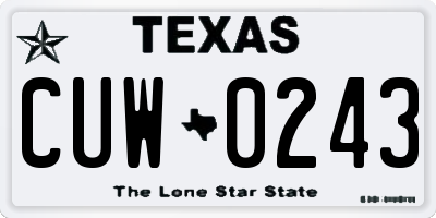 TX license plate CUW0243