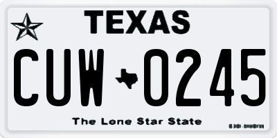 TX license plate CUW0245