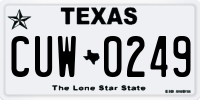 TX license plate CUW0249