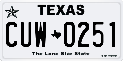 TX license plate CUW0251