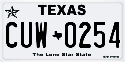 TX license plate CUW0254