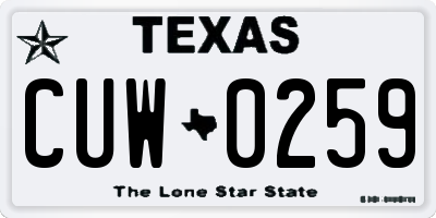TX license plate CUW0259