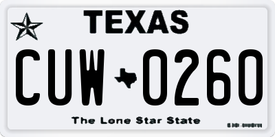 TX license plate CUW0260