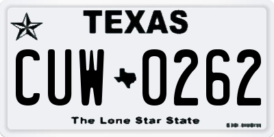 TX license plate CUW0262
