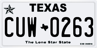 TX license plate CUW0263