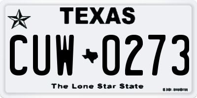 TX license plate CUW0273