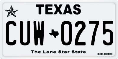TX license plate CUW0275