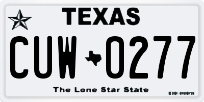 TX license plate CUW0277