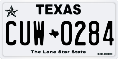 TX license plate CUW0284